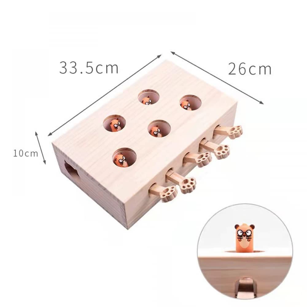 ARKEM Cat Juguetes interactivos de Madera Whack a Mole Game Cat Punch para Interior Play Box Hunt Toy Funny Kitten Safe Catnip Fun Box Paws Scratcher.