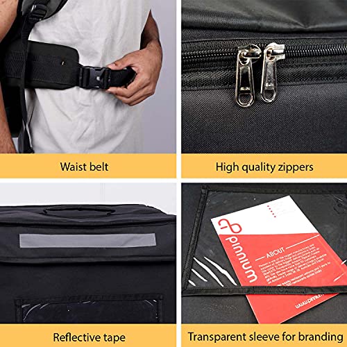 Image of Polyester Maxim Insulated Water Stain Repellent Modern Food Pizza Courier Delivery Bag 45 Litres 14X14X14 Inches (Large, Black)