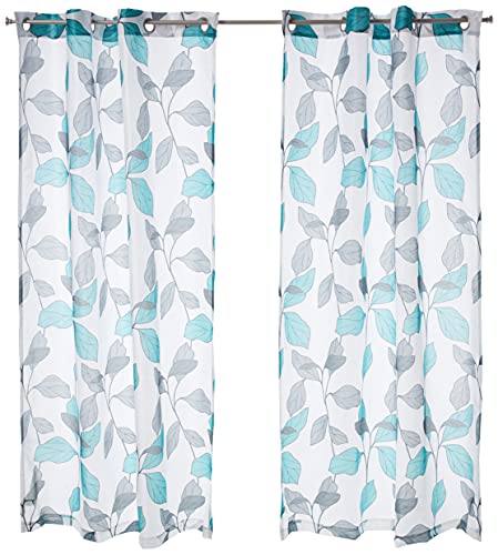 Home Maison Faux Silk Curtain Set, Grey-Blue, 55x84(2 Piece), W 55" x L 84" (1 Panels)