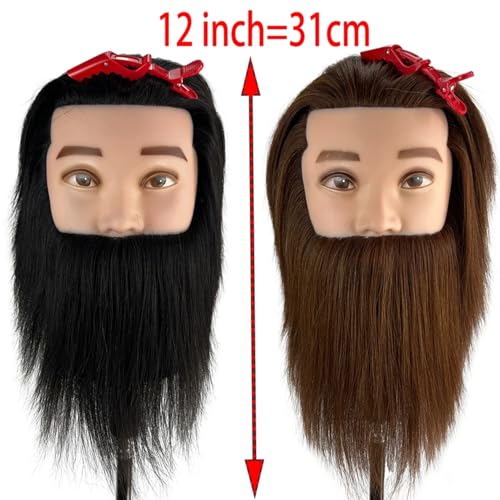 mannequin head human hair for hair styling barber mannequin head male with 100 human hair and beard cosmetology training manikin head with stand