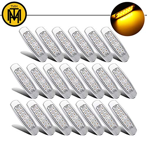 Tmh 20 Pcs 6.5 Inch Clear Lens Amber Side Marker Lights Sealed Surface Mount 12 Led With Chrome Bezel For Caravan Trailer Rv Truck Bus Lorry Flatbed Pickup 12V Dc Bb12 #TOP1