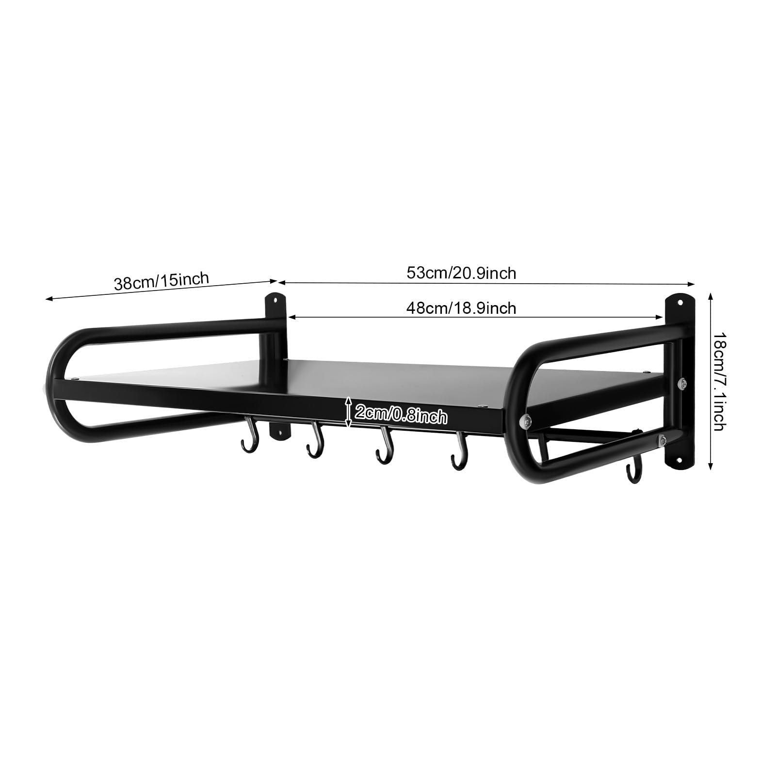 Wall Mounted Mikrowellen Regal Edelstahl Mikrowelle Halterung Mit 6 Mobile Haken 2cm Dicke KüChe Household Heavy Duty Shelves Mikrowellenhalter