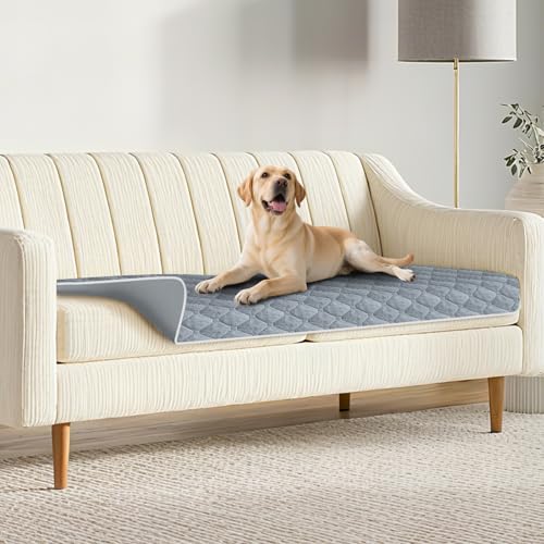 Lekereise wasserdichte Hundedecke 70×175 cm – 100% Saugfähig & Auslaufsicher, Weiche rutschfeste Hundedecke als Schutz für Sofa, Bett & Auto – Waschbare Hundematte für Hunde & Katzen (Grau)