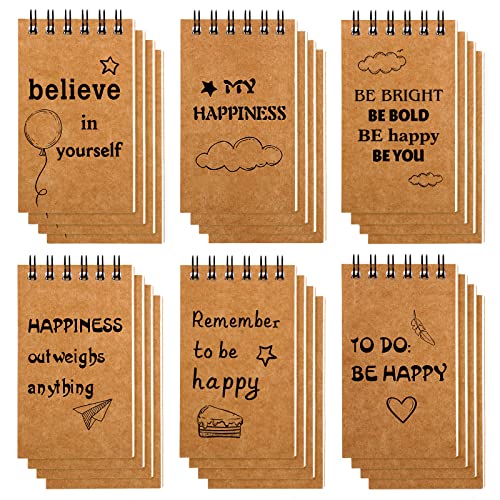 24 Pcs Inspirational Notepads Top Spiral Mini Journal Notebook Bound Steno Memo Pads 2.4 x 3.9 Inch Small Pocket Notepads for Kids Boys Girls Adults Party Favors Office School Supplies (Fresh Style)