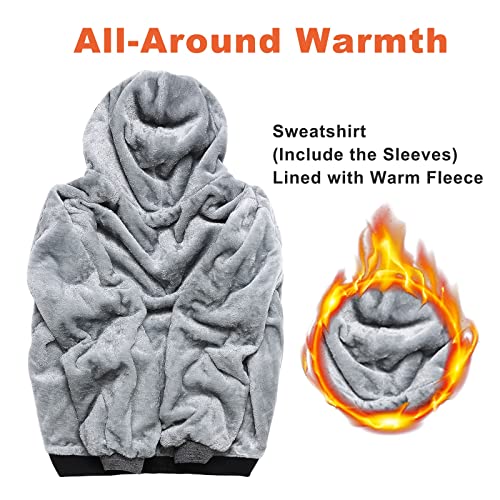 Hoodies for Men Full Zip Up Fleece Warm Jackets Thick Coats Heavyweight Sweatershirts2