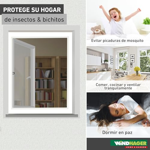 Mosquitera básica para ventana Windhager que protege tu hogar con su marco tensor 4