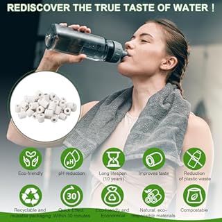 Samamoca 55 Perles de Céramique Blanc EM Filtre Eau du Robinet,Anti-Calcaire 100% Naturel,Réutilisable,Billes Filtration Chlore,Filtre Eau Naturel,Billes Filtration,Purification Eau,Carafe, Bouilloire