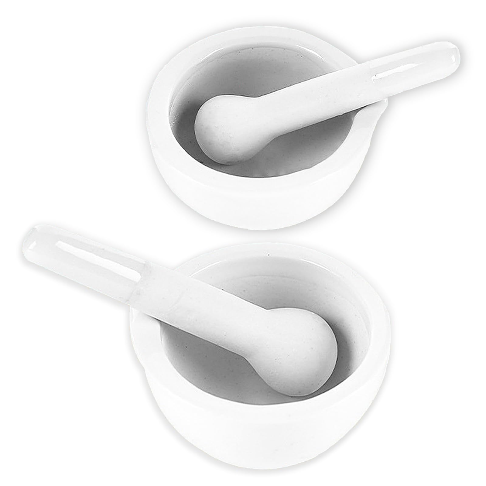 2 Pièces 55ml, 80ml, Mortier Pilon Cuisine, Pilon Cuisine, Mortar and Pestle, Petite Taille, Matériau Céramique, pour les Épices de Cuisine et le Broyage en Laboratoire