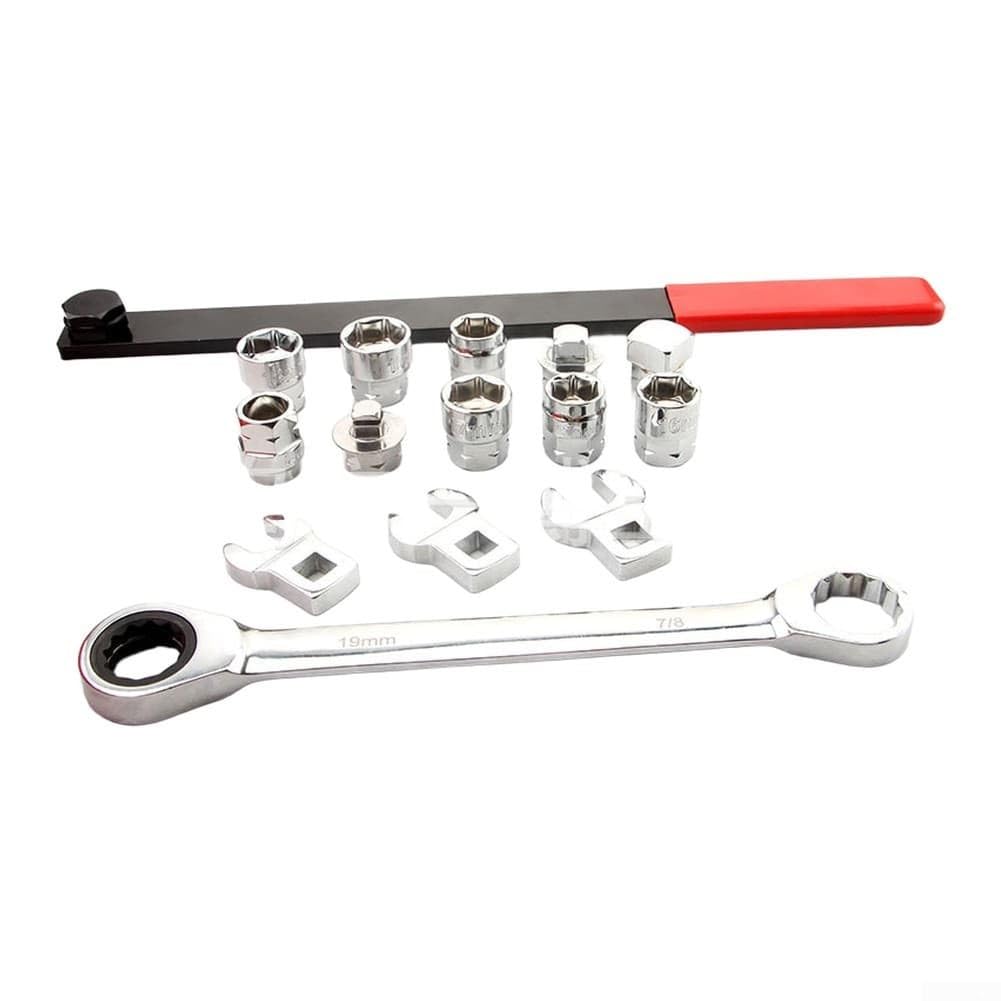 Lecreatekit Set di chiavi per puleggia del motore, kit di strumenti per la rimozione del tendicinghia a serpentina, pulegge trapezoidali, 8 pezzi (B)
