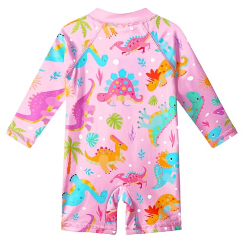 Image of HUAANIUE Toddler Girl Swimsuit Long Sleeve UPF50+ Sun Protection