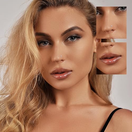 Sllaiss 10Pcs 22G Sterling Silver Small L Shape Nose Ring Studs for Women Mens Czech Crystal Curved Nose Piercings Set Body Jewelry Hypoallergenic2