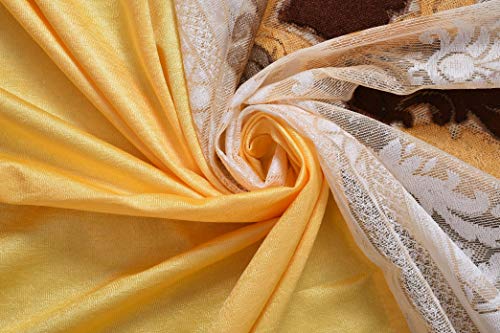 Image of LaVichitra Polyester Door Curtain with Designer Net (7ft, Yellow) -1 Piece