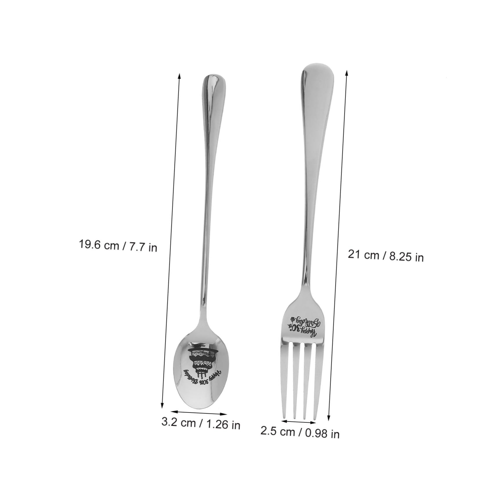 PRETYZOOM Engraved Birthday Cutlery Unique Stainless Steel Serving Spoons Forks for Parties Buffets and Everyday Use for Women and Men