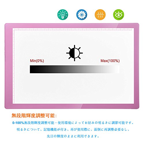 トレース台 LED A4サイズ 薄型 無段階輝度調整 記憶調光 日本製アクリル採用 視力保護LEDトレース台 USBケーブル アダプタ付 ボタン式タッチ式オプション