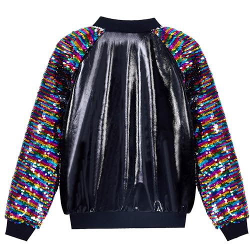 Boys Sequin Jackets Flip Sparkle Sleeve Bomber Varsity Kids Glitter Birthday Jacket Coat Leather Shiny Boy Clothes2