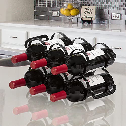 Mango Steam 6 Bottle Counter-top Wine Rack - Storage Organizer for Kitchen Countertops, Pantry, Fridge - (Black) - Image 3