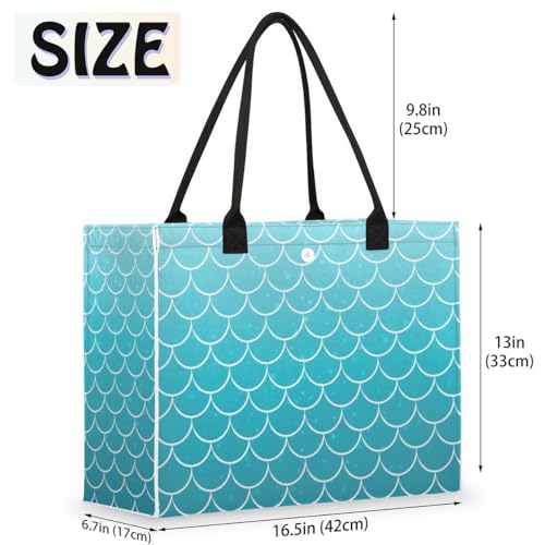 Underwater Mermaid Scales Tote Bag for Women Large Beach Bag Reusable Tote Bags for Work Travel Beach Shopping2
