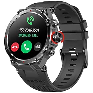 Military Smart Watch for Men Outdoor Rugged Tactical Smartwatch Bluetooth Answer Make Calls 1.32” HD Fitness Tracker Watch Heart Rate Monitor Sleep Tracker Pedometer for iPhone Android Phones