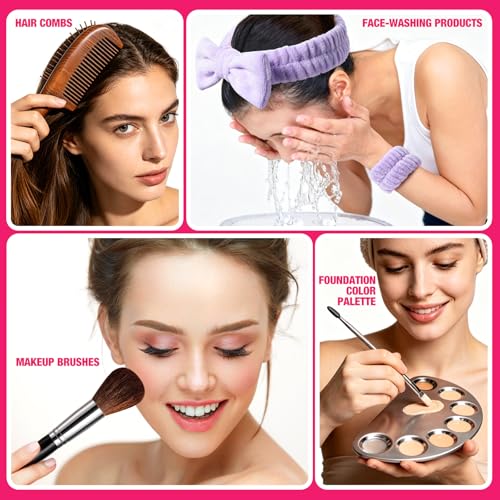 BS-MALL Makeup Brushes & Beauty Tools Assortment Box – Curated Collection of Makeup Brushes, Makeup Bag, Makeup Sponge, Hair Ties & More Professional Beauty Tools for Daily Use & Travel (XL)