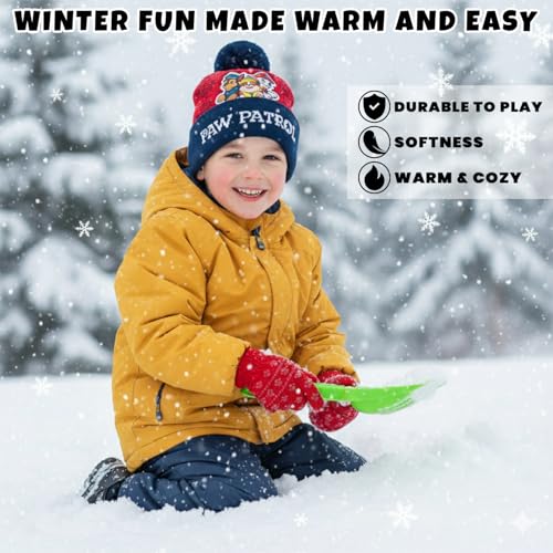 Image of Nickelodeon Paw Patrol Boys Winter Hat and Mitten or Glove Set (Age 2-7)