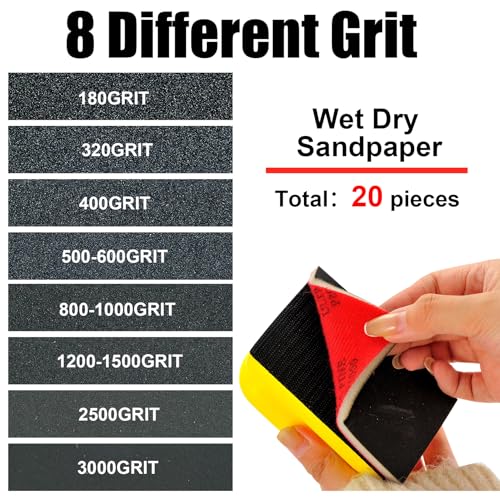 Image of MAXMAN Sanding Sponge Set, 180 Grit Foam, Wet /Dry Sandpaper for Wood /Metal