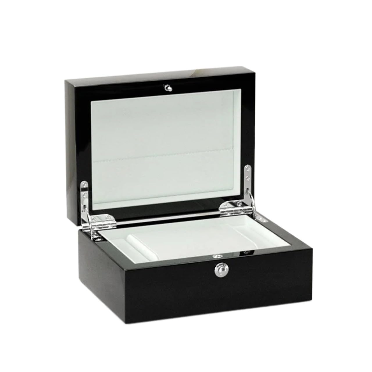 SHENJMAI Watch Box Minimalist Watch Storage Box Flip-style Black Piano-finish Wooden For Accessories