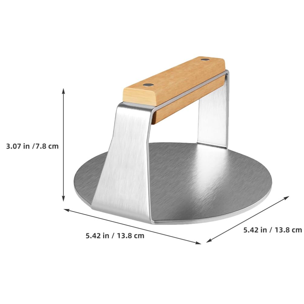 Baluue Pressa Hamburger Acciaio Inossidabile con Manico di Faggio Strumento per Creare Hamburger Fatti Casa Utensile da Cucina Resistente e Facile da Usare