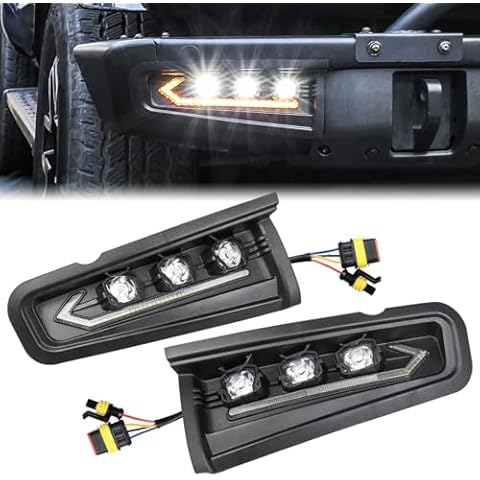 MSIZOY LED Fog Lights Compatible With For Ford Bronco 2021 2022 2023 2024 2 Door 4 Door Modular Bumper Fog Light Lamp Kit With Amber Sequential Turn Signal White Daytime Running Lights Cover