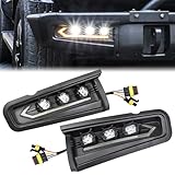 MSIZOY Front Bumper LED Fog Light Compatible With For Ford Bronco 2021-2025 2 Door 4 Door Modular Bumper Fog Light Lamp Kit With Amber Sequential Turn Signal White Daytime Running Lights