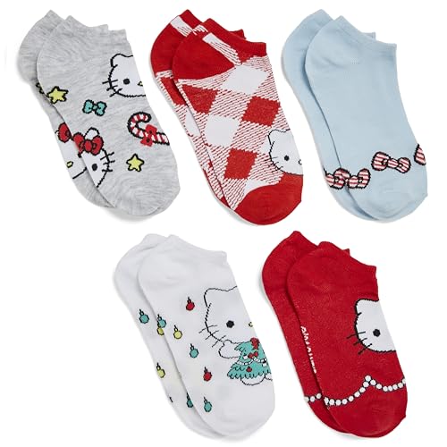 Hello Kitty Womens 5 Pack No Show Ankle Socks