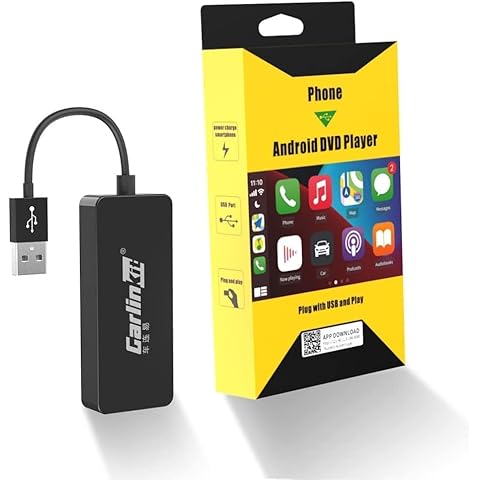 CarlinKit Wired CarPlay/Wired Android Auto Adapter for Android Radio Car, Need to install Autokit APK in the Car Radio, Support MirrorScreen/Online Upgrade, Black Cover