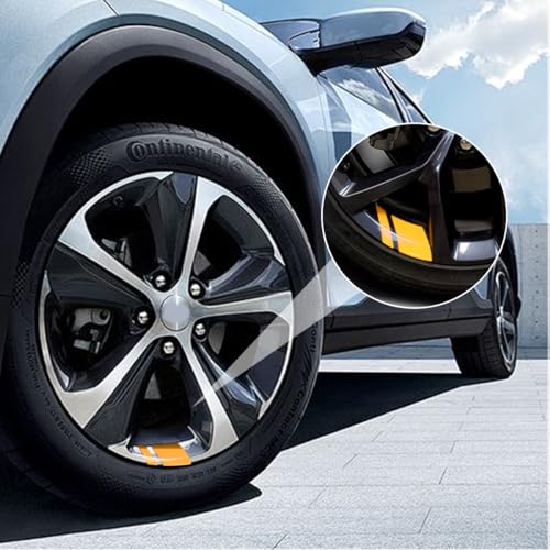 Image of Mandark 24PCS Car Wheel Rims Decal Stripes, Reflective Vehicle Tire Rim Stickers for 18-21 Inch Wheels, Safety Auto Exterior Hash Stripe Sticker Decoration, Universal for SUV, Truck, RV (Yellow)