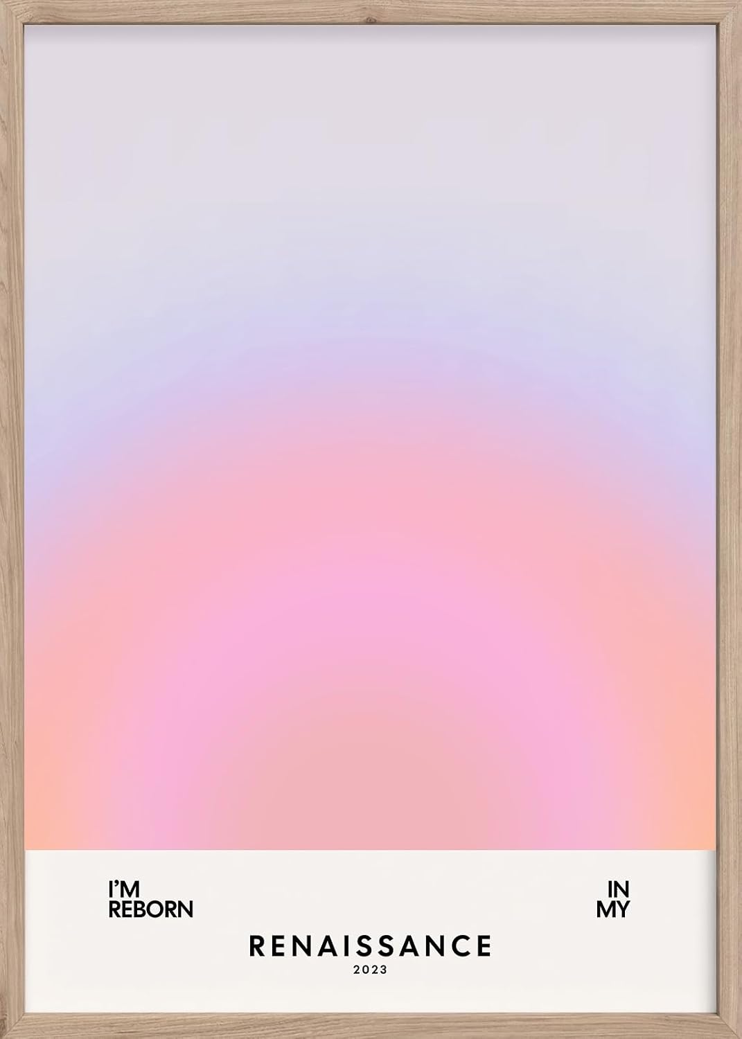 STYLER Soft Nuances Picture 50 x 70 cm with Wooden Frame - Gentle Colour Gradients & Aura Design - Modern Wall Picture Dream Flow - Modern Wall Decoration