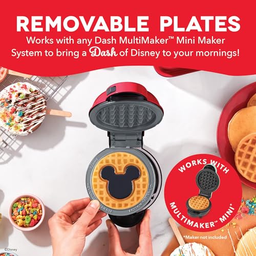 Image of Dash MultiMaker Mini System Removable Plate Set - Ceramic, Nonstick Replacement Plates for Fun-Shaped Waffle Breakfast - Waffle Maker Not Included - 4-Inch - Two-Pack - Mickey & Minnie