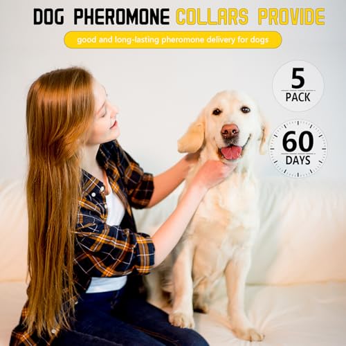 Image of 5 Pack Calming Collar for Dogs, Dog Pheromone Calm Collars Relief Anxiety Stress Separation Lasts 60 Days Relieve Bad Behavior, 25 in Size for All Small Medium and Large Dog (Purple)
