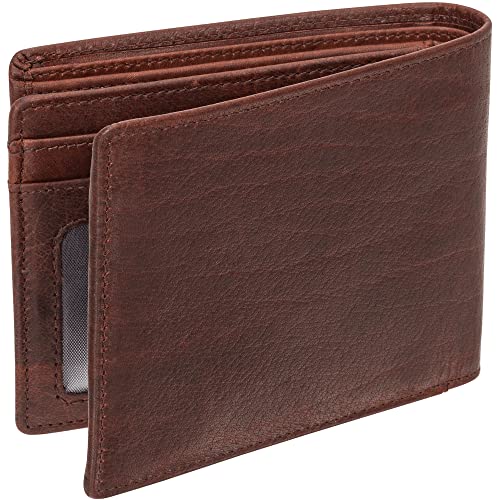 Mancini Buffalo RFID Secure Center Wing Billfold, Brown, Brown, One_Size3