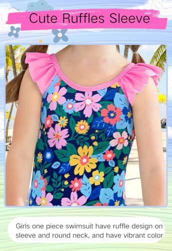 Image of DAXIANG Girls Ruffles One Piece Swimsuits Quick Dry Beach Sport Swimwear Toddler Kids Mermaid Unicorn Bathing Suit 4-10 Years