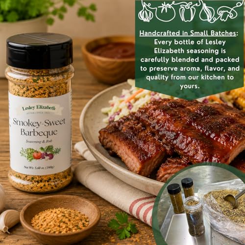 Image of Lesley Elizabeth Smokey-Sweet BBQ Seasoning - Barbeque Rub & Sweet Smoky Spice Blend | All-Purpose Grill & Cooking Rub for Chicken, Beef, Pork & Vegetables