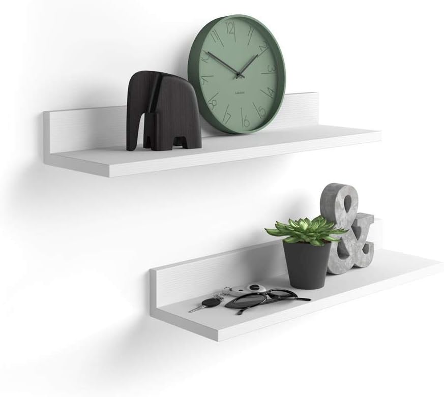 Mobili Fiver, Set of 2 Rachele shelves, 60 cm, Ashwood White, Laminate-finished, Made in Italy