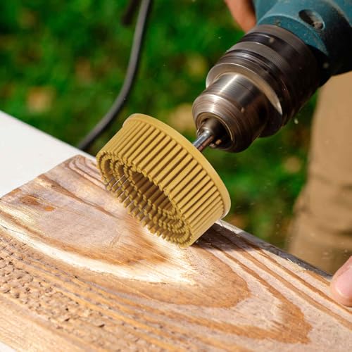 Image of HARFINGTON 5pcs Bristle Disc 2 inch 80 Grit Abrasive Brush Deburring Electric Disc Brush with Quick Change Lock Abrasive Coating Removal Disc for Metal, Yellow