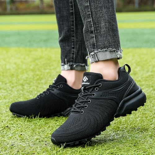 Image of Men's Trail Running Shoes Lightweight Breathable Walking Hiking Sneakers Outdoor Athletic Tennis Cross Training Shoes