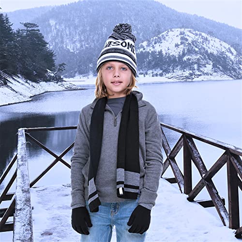 Polarwear Boys Hat,scarf & Glove Set-Kids Cold Weather Winter Accessories-Childrens 3 Pc Beanie Set-Big Boys Hat Scarves sets3