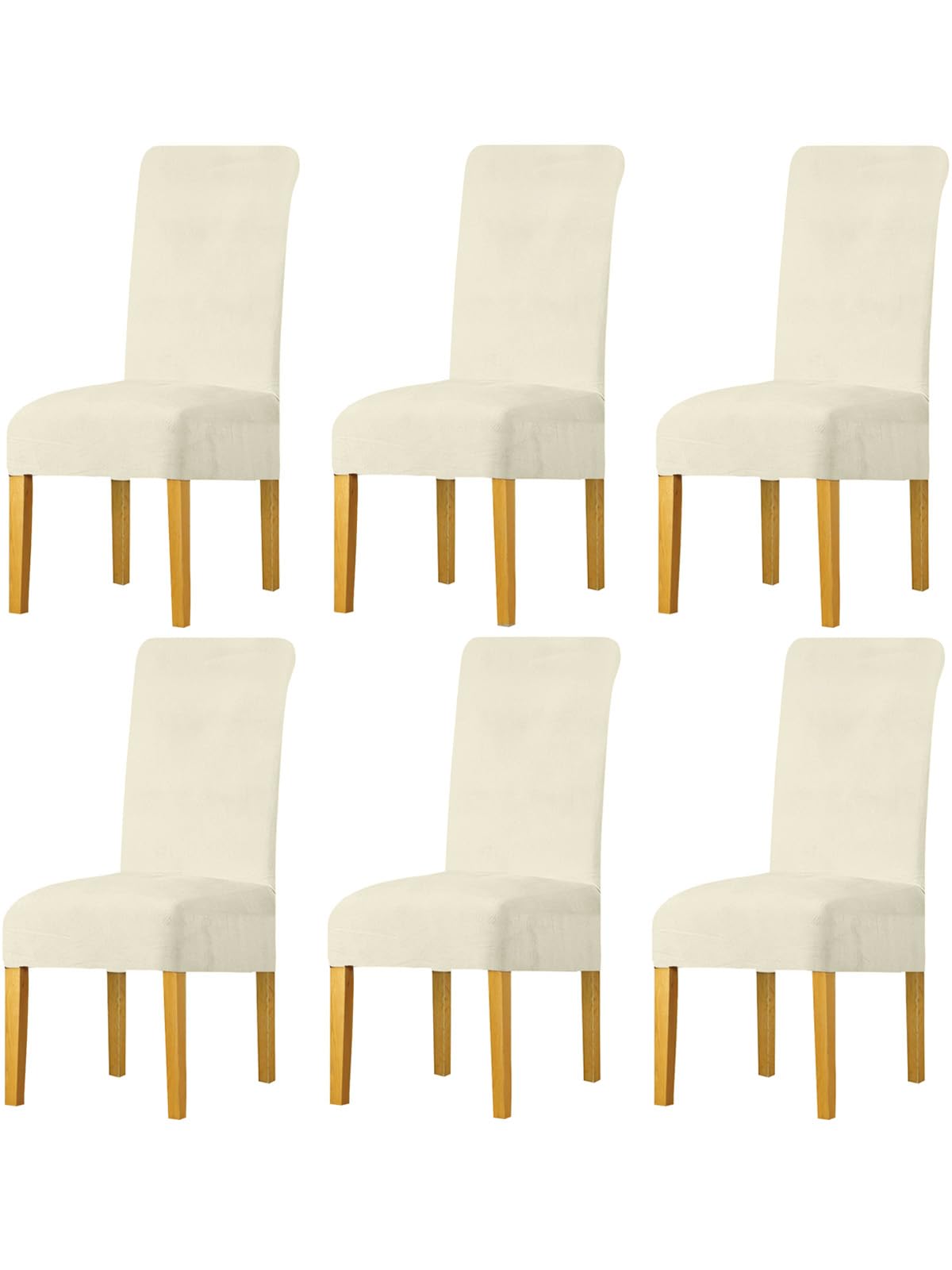 LANSHENG Stuhlhussen 6er Set, Universelle Abnehmbare Waschbar Samt Stuhlhussen, Universale Stretch Esszimmerstühle Stuhlbezug für Küche, Restaurant (Beige, 6er Set)