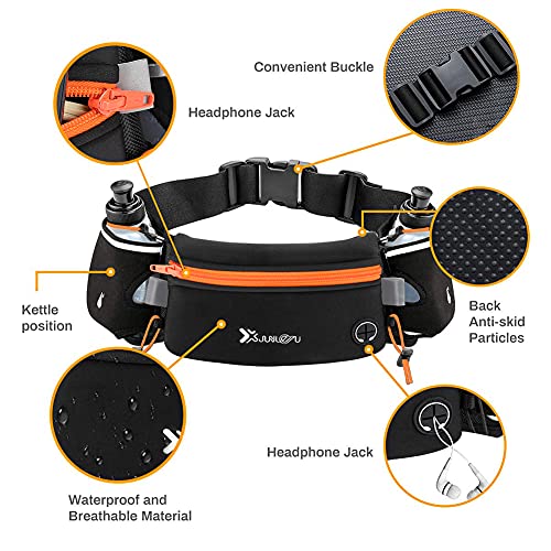 Number-One Cinturón para Correr con Botellas de Agua (2 x 175 ml), cinturón de hidratación Impermeable para iPhone, Bolsa de Cintura Deportiva Ajustable para maratón, Correr, Senderismo, Ciclismo, - imagen 2