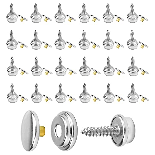 SNAGAROG 25 Stück Druckknöpfe Schrauben Edelstahl Druckknöpfe 15mm Snap Fastener Canvas Screw Snaps Druckknöpfe zum Anschrauben für Planen, Schiffe, Möbel, Segeltuch, Autozelte
