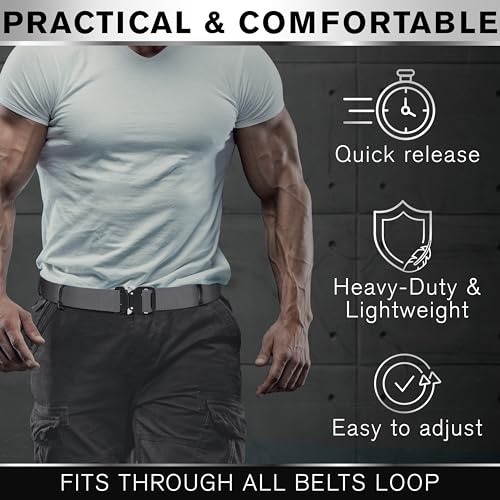 Image of TECEUM Tactical Belt - Heavy-Duty & Quick Release - Military, Work, Rigger, Duty & Utility Belt for Men