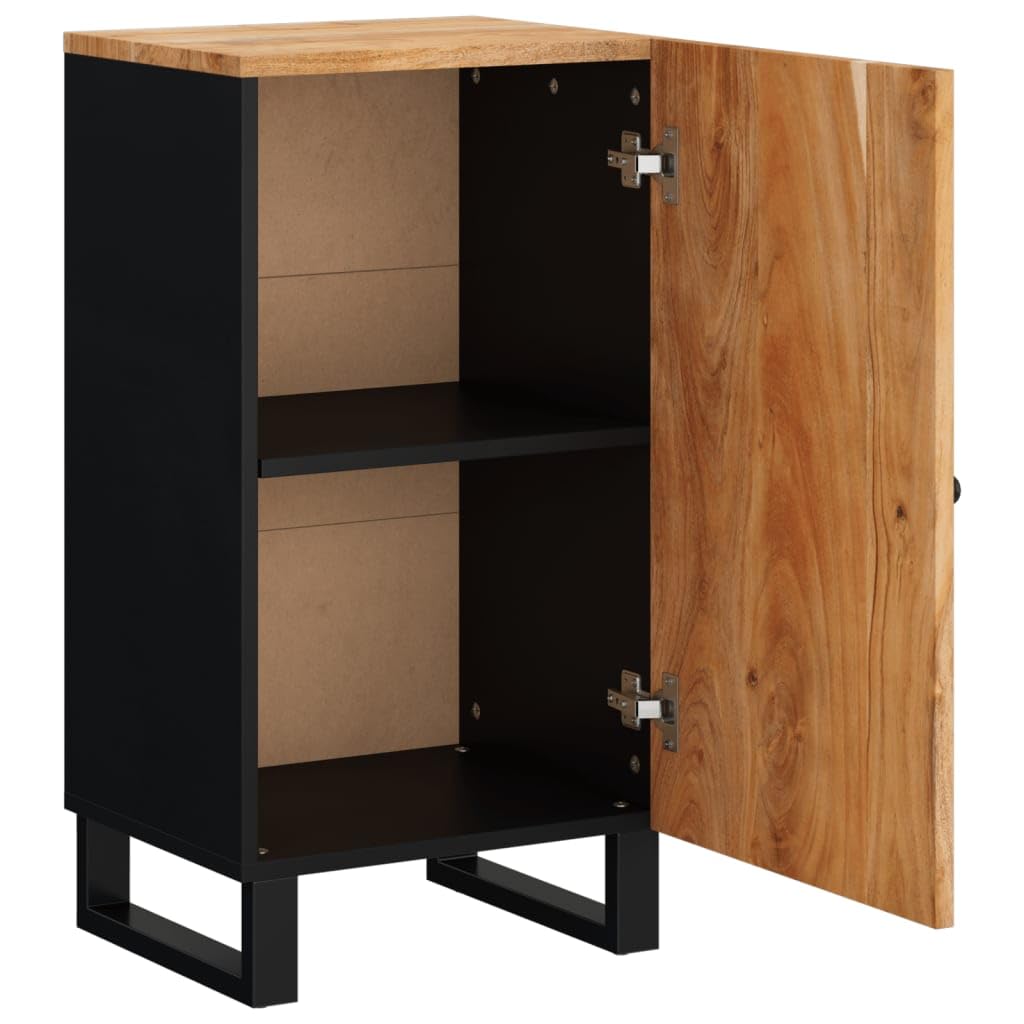 Credenza con anta, 40 x 31 x 75 cm, in legno massiccio di acacia, armadietto da cucina stretto con piano di lavoro per corridoio, soggiorno, sala da pranzo, design robusto