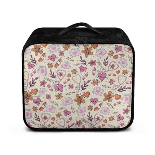 Image of Gomyblomy First Aid Bag Empty Medical Travel Kit Stethoscope Pills Print Medicine Storage Bag for Home Sport School Dorm First Aid Pouch Empty for Camping Hiking Cars