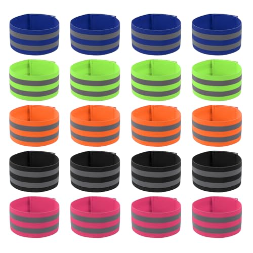 PATIKIL Reflective Bands for Wrist/Arm/Ankle/Leg, 20pcs High Visibility Reflector Bands, Safety Reflector Tape Straps for Night Running Cycling Walking Multicolor