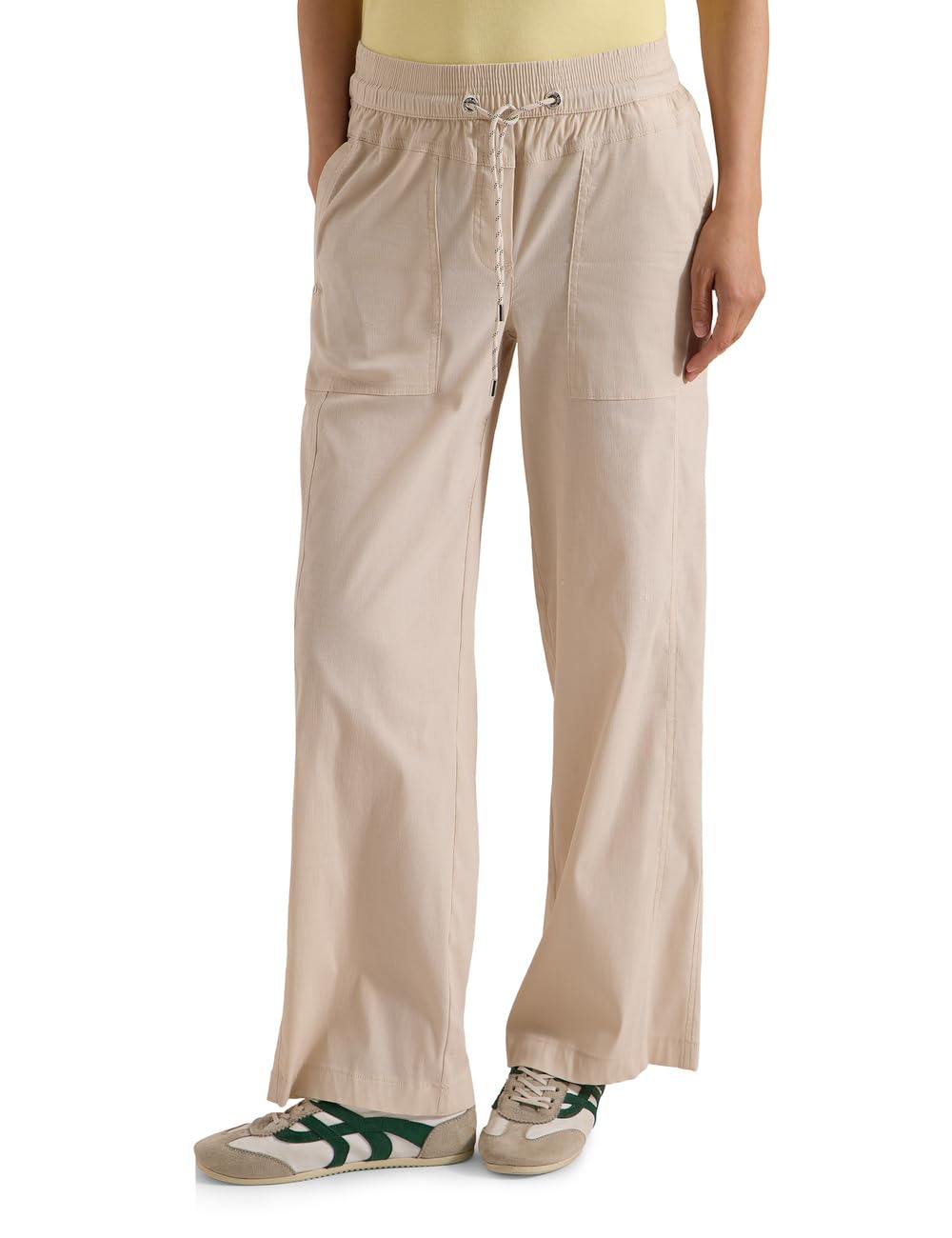 Cecil Women's High Waist Wide Leg Trousers in Loose Fit 3818744, Grain Beige, M / 30L